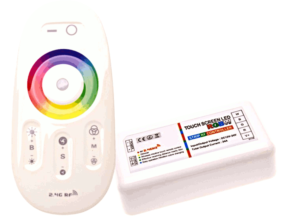 KIT Controller per strisce LED RGBW 12/24V MAX 10A con  telecomando 2.4GHz